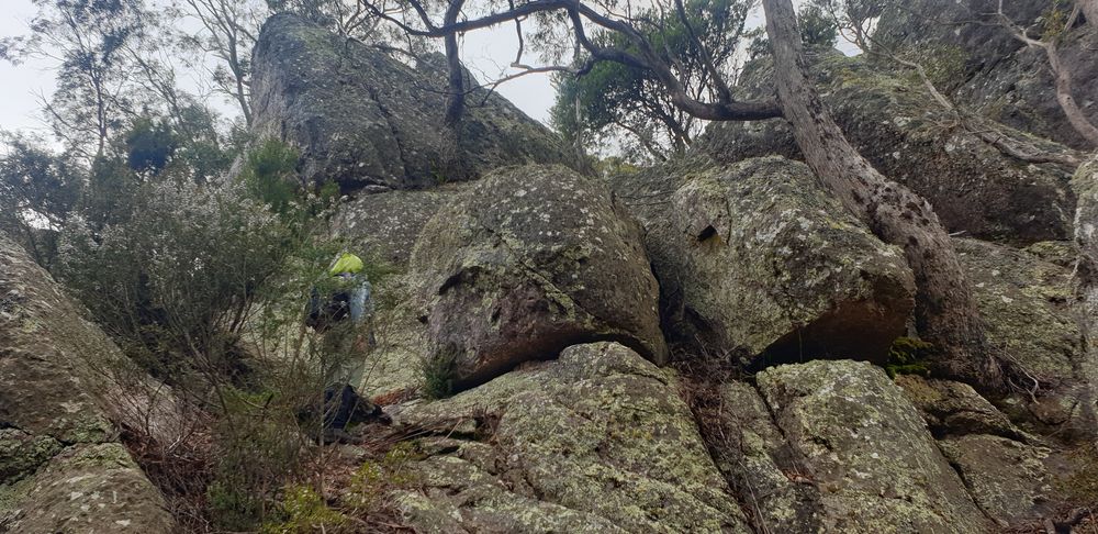 Deb communing with the boulder spirits