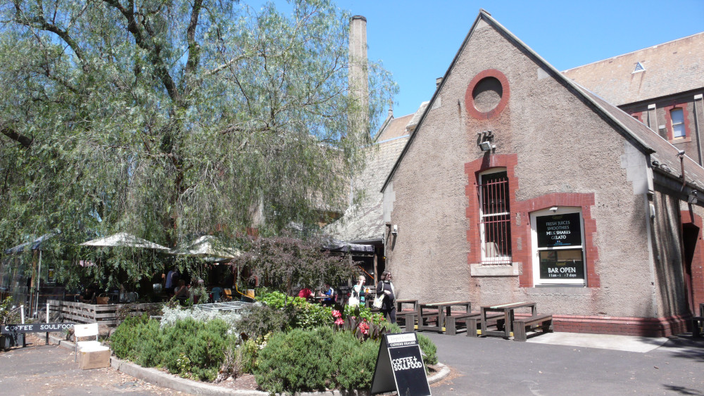 A range of cafes and community garden at Abbotsford